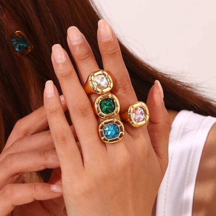 Levoire | Anneau D'Addition En Zircon Carré Kultapinchattu Bleu