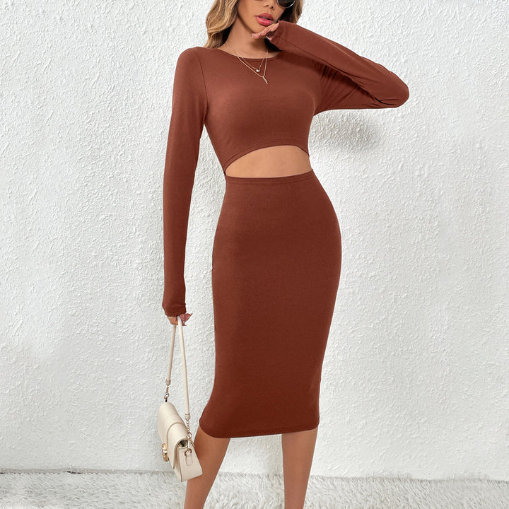 Robe midi ajustée pour femmes avec des découpes et des manches longues Levoire