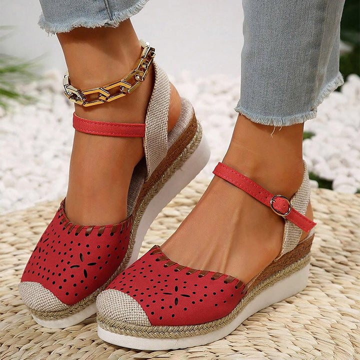 Levoire | Sandales À Talon Compensé Élégantes Avec Lanière Au Niveau Du Pied Pour Femmes Rot