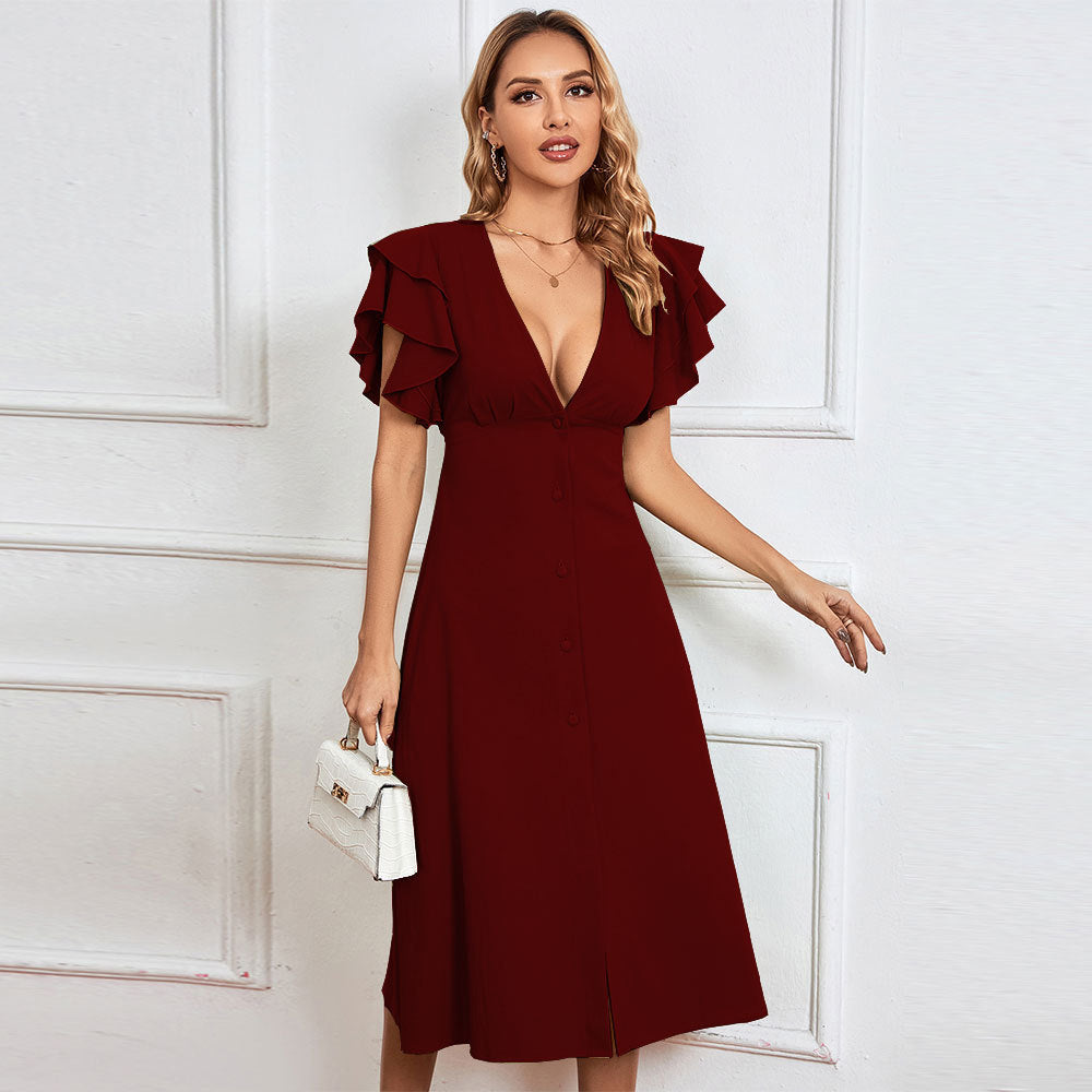 Levoire | A-line dress with back cutout A-line knee-length dress