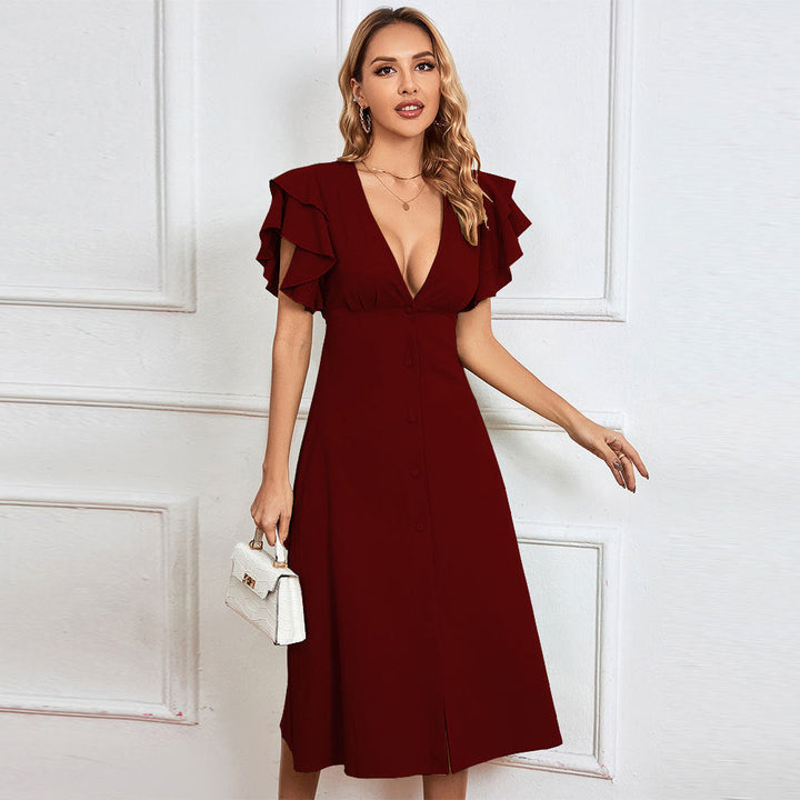 Levoire | A-line dress with back cutout A-line knee-length dress