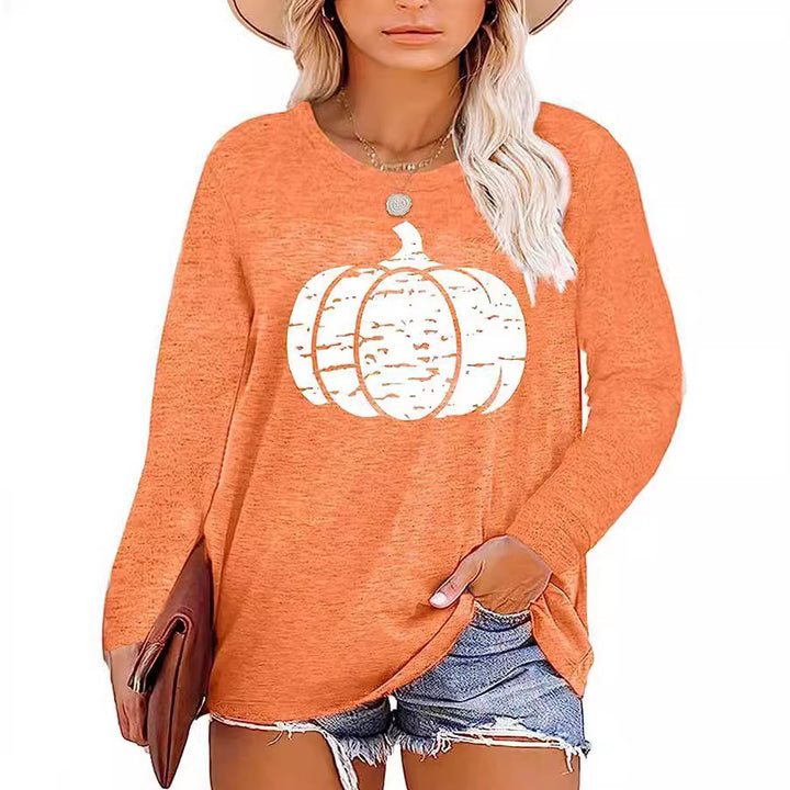 Chemise à manches longues pour femmes avec motif de citrouille d'automne Levoire