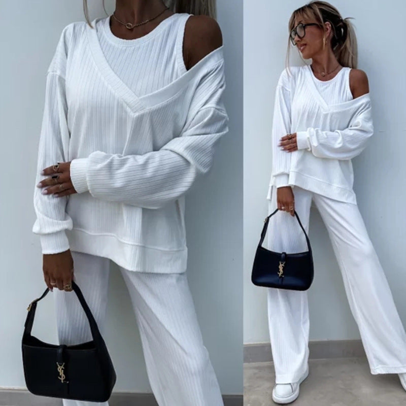 Levoire | Rennon V-ouvert chemise pantalon ensemble trois pièces