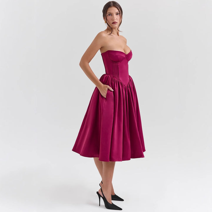 Robe de cocktail élégante pour femmes avec top corset et jupe volumineuse Levoire
