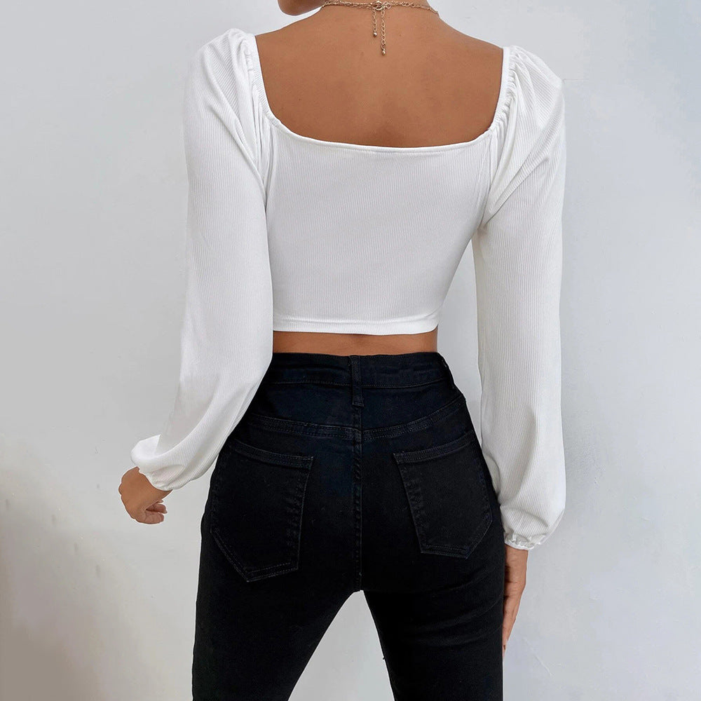 Haut court pour femmes avec un design de manches bouffantes élégant et une coupe ajustée Levoire