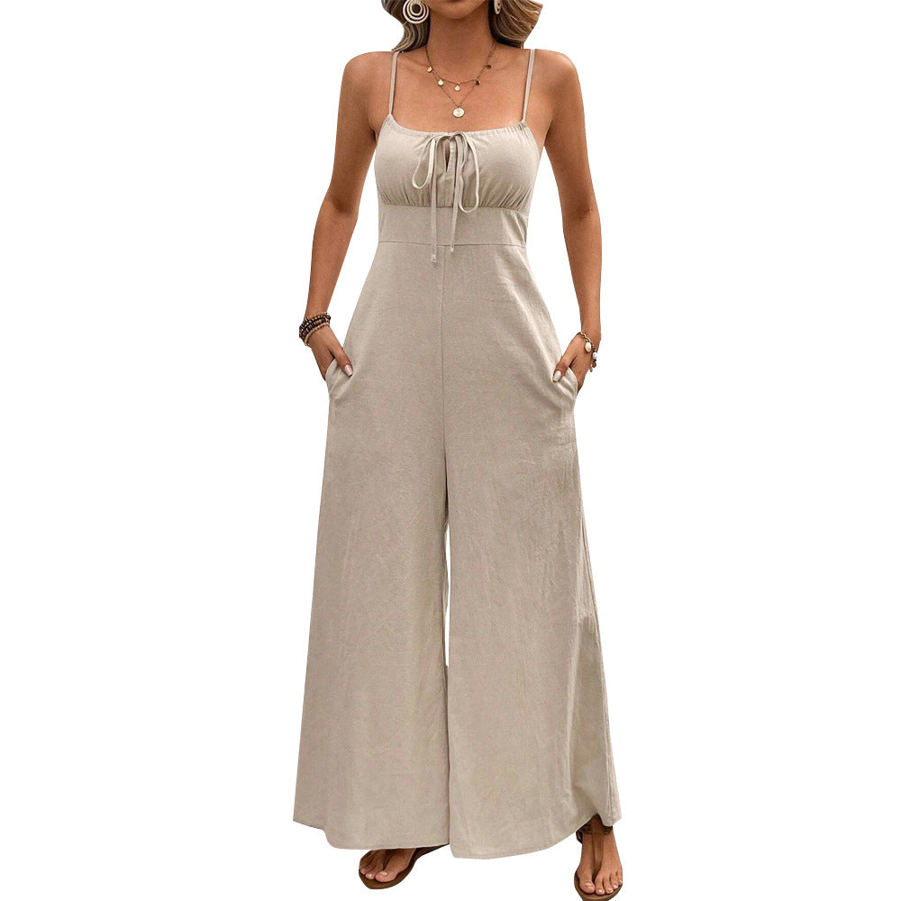 Combinaison femme avec décolleté en V profond et ceinture à nouer confortable Levoire