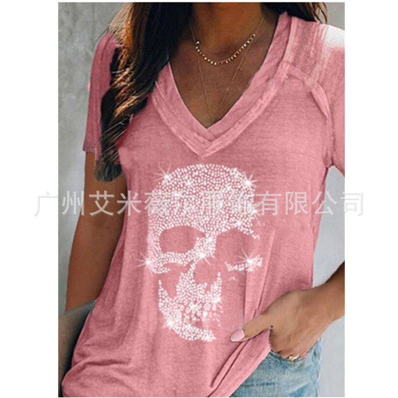 Levoire | Rennon à manches courtes tricot T-shirt à décolleté en V profond Rosa