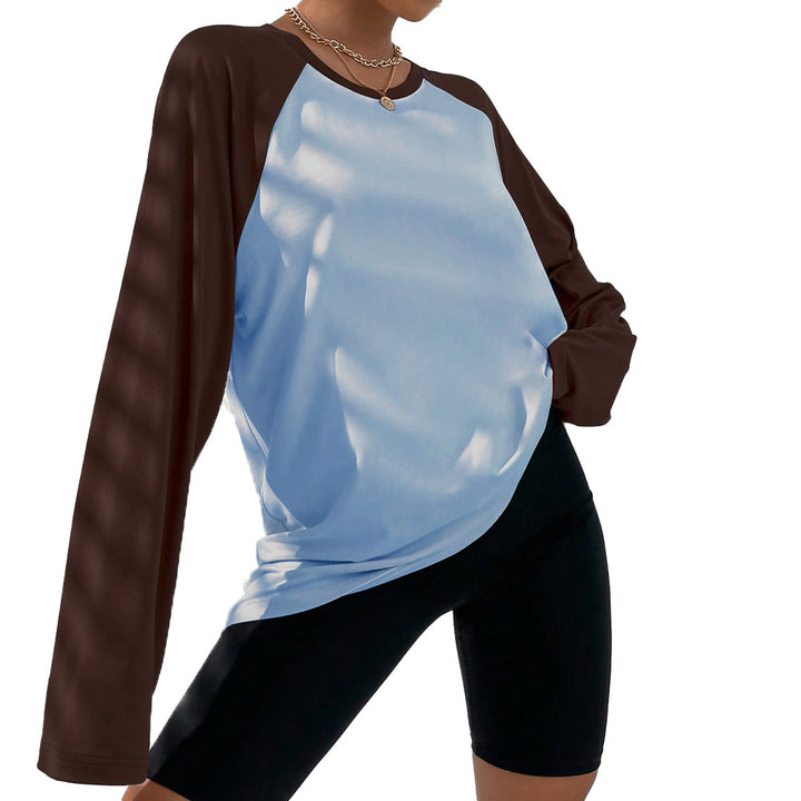 T-shirt à manches longues pour femmes avec une coupe raglan sportive et un design color block tendance Levoire