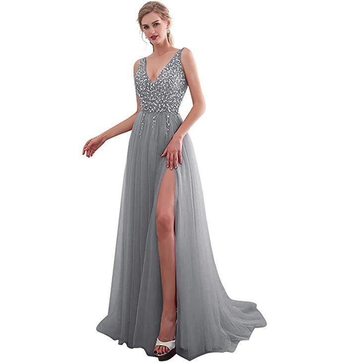 Levoire | Élégante Robe de Soirée Fluide Gris