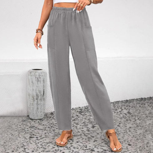 Levoire | Pantalon Droit 7/8 Uni en Coton Mélangé à Poches