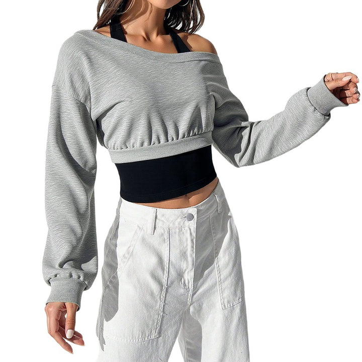 Sweatshirt court femme avec épaule ouverte et taille élastique Levoire