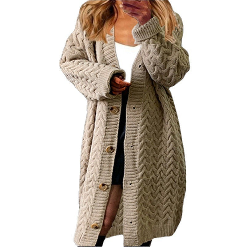 Cardigan en tricot pour femmes avec un design en câble volumineux et des fermetures à boutons pratiques Levoire