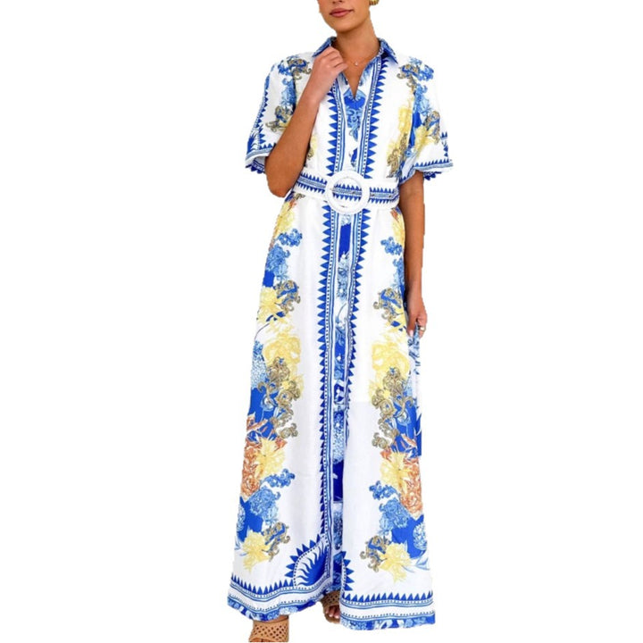 Robe maxi femme avec motif floral et ceinture à la taille Levoire