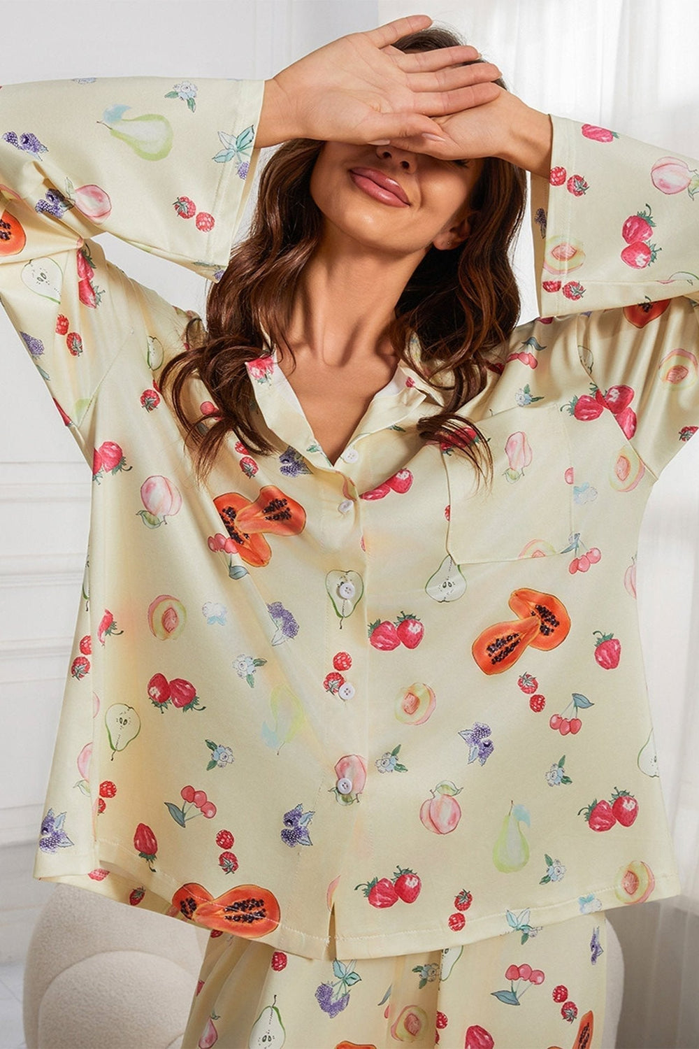 Levoire | Chemise À Manches Longues Pantalon Large Ensemble De Pyjama