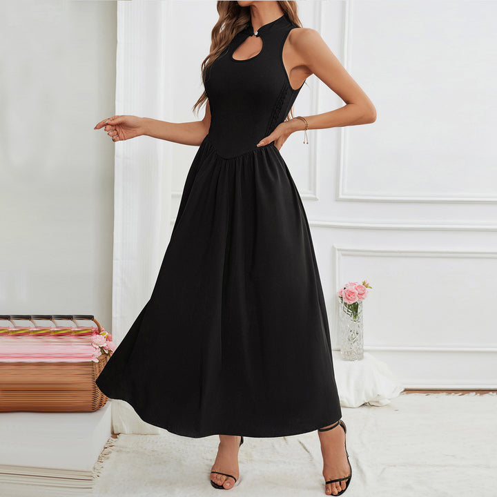Robe maxi femme avec un col en forme de trou de serrure élégant et une jupe fluide Levoire