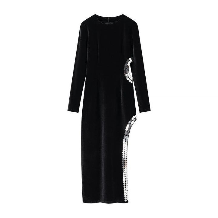 Levoire | Robe longue à encolure rehaussée noir
