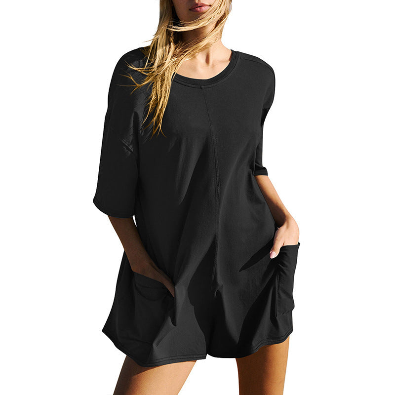 Levoire | Dos ouvert Public Été V-cou Public Shorts Noir