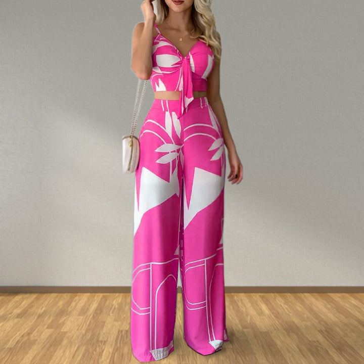Ensemble Élégant Femme avec Combinaison de Haut Court et Pantalons Amples Levoire