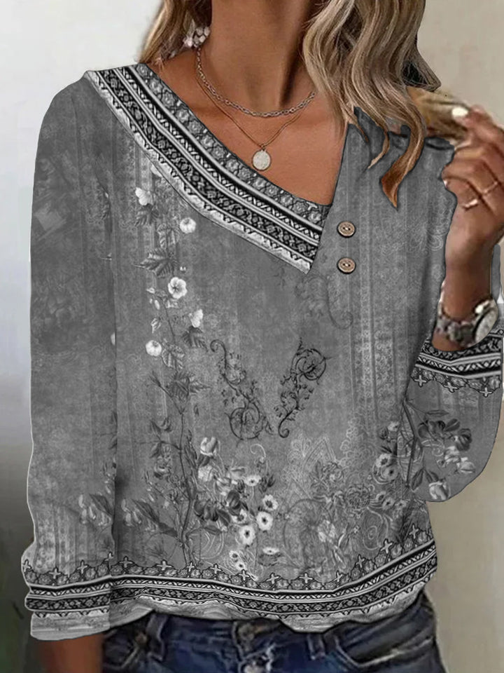 Blouse pour femme avec motif floral et col en V élégant Levoire