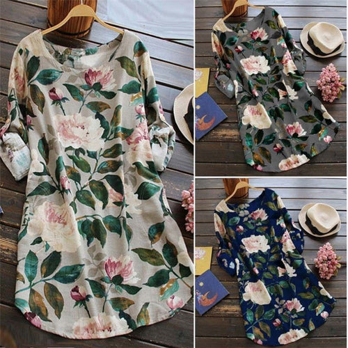 Levoire | Robe imprimée à col rond Imprimé Robe à manches longues