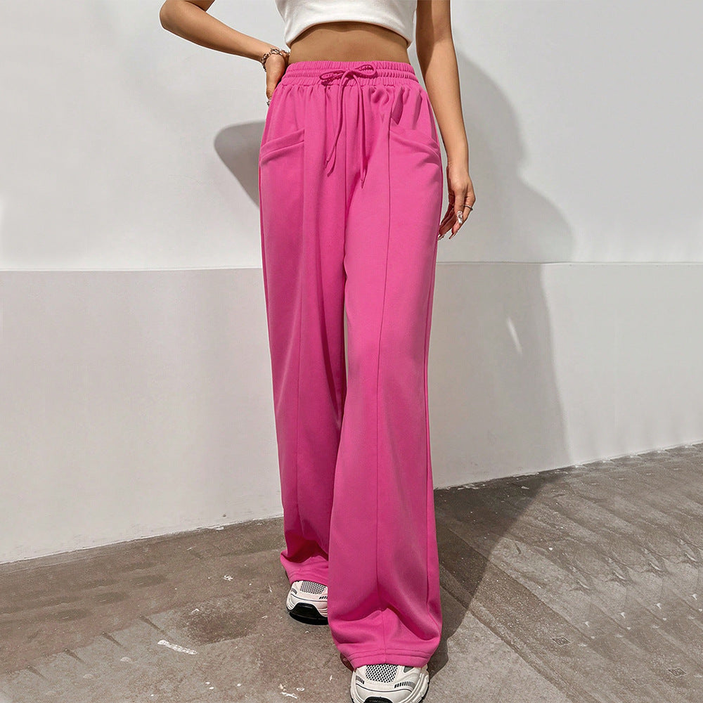 Pantalons de sport pour femmes à coupe décontractée avec taille élastique et poches latérales confortables Levoire