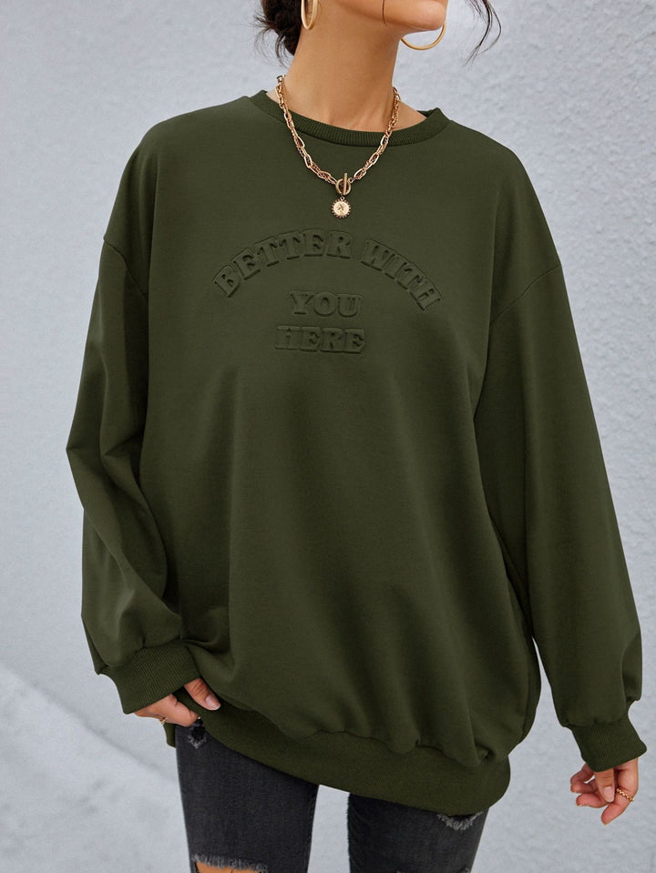 Sweatshirt décontracté pour femmes avec lettrage en relief Levoire