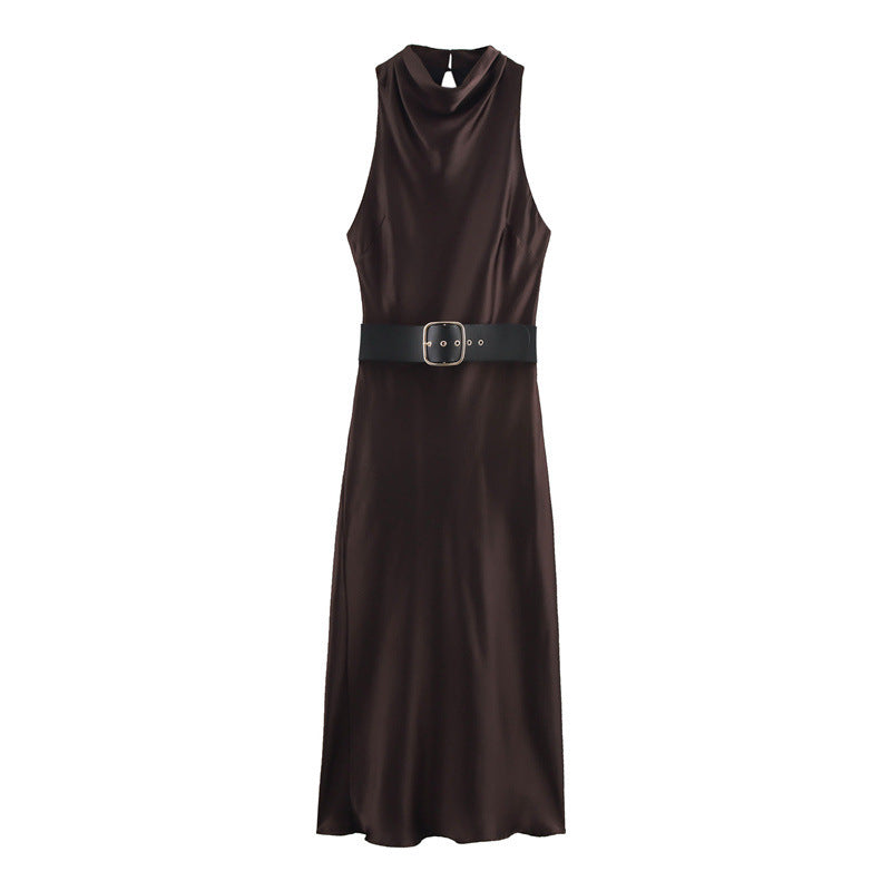 Levoire | Robe élegante en satin à ceinture