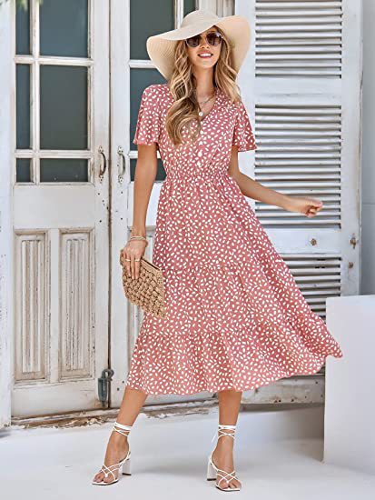 Robe maxi femme avec silhouette A-line décontractée et détails volantés Levoire