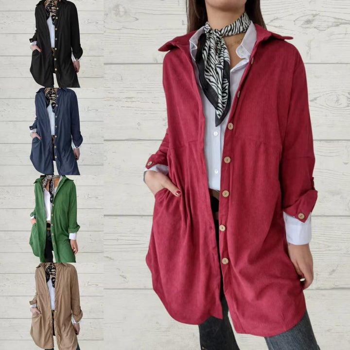 Chemise veste à manches longues pour femmes avec design en cordon texturé et poches pratiques Levoire