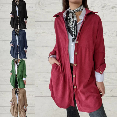 Chemise veste à manches longues pour femmes avec design en cordon texturé et poches pratiques Levoire