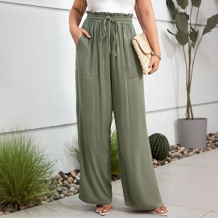 Pantalon Palazzo large pour femmes avec taille élastique et poches latérales Levoire