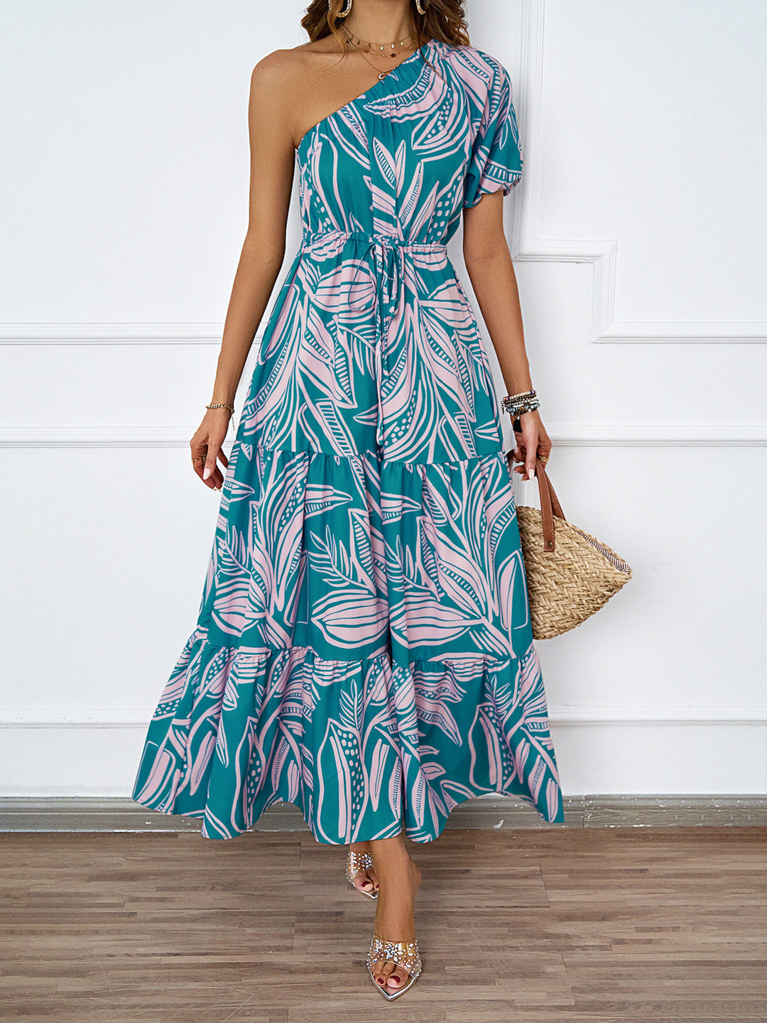 Robe Maxi d'été pour femmes avec coupe asymétrique et motif floral Levoire