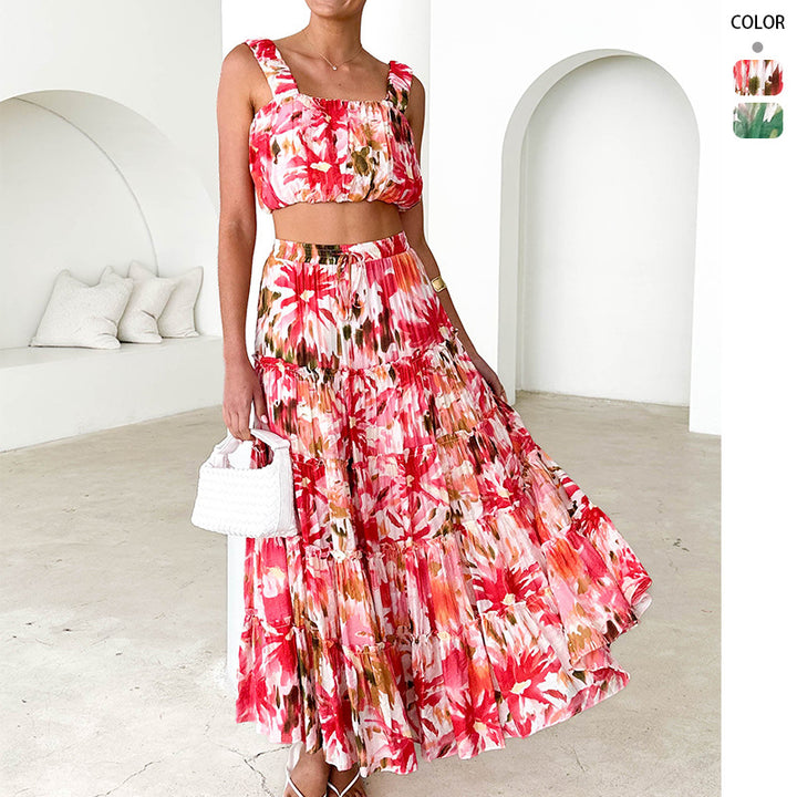 Robe Maxi Femme avec Blouse Aérée et Jupe Volumineuse Levoire