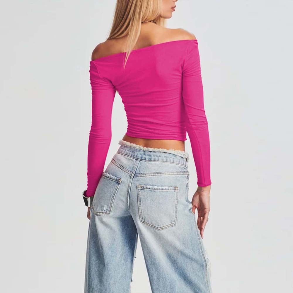 T-shirt court ajusté pour femmes avec découpe asymétrique Levoire
