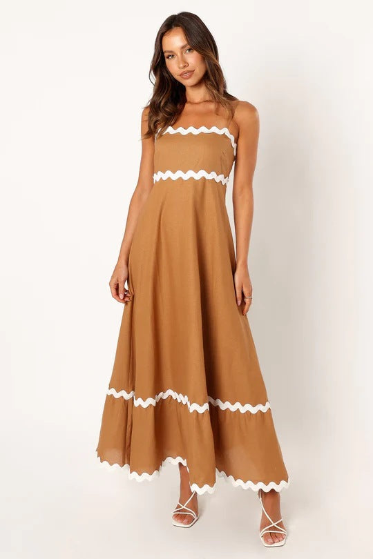 Levoire | Robe Longue Kapri En Contraste Marron clair