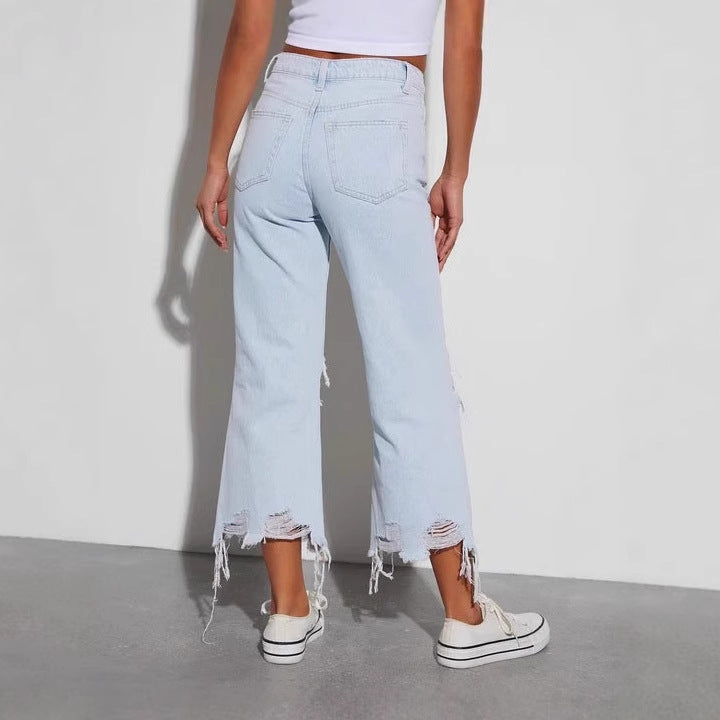 Jeans détruits pour femmes avec coupe loose et déchirures audacieuses Levoire