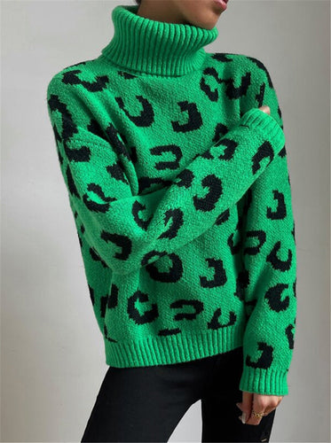 Levoire | Pull Vert Élégant Avec Motif Léopard
