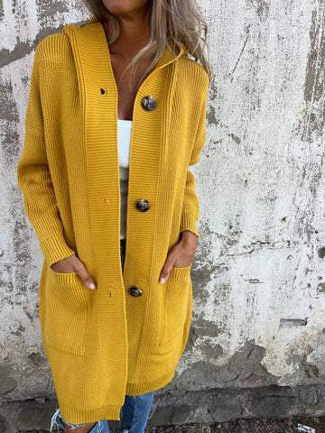 Manteau tricoté pour femme avec poches pratiques et design de bouton élégant Levoire
