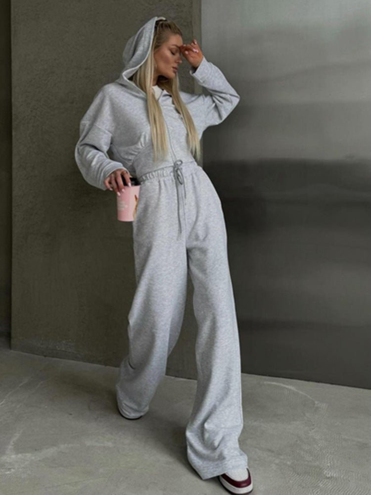 Levoire | Ensemble de sweatshirt à une couleur avec des cordons Gris clair