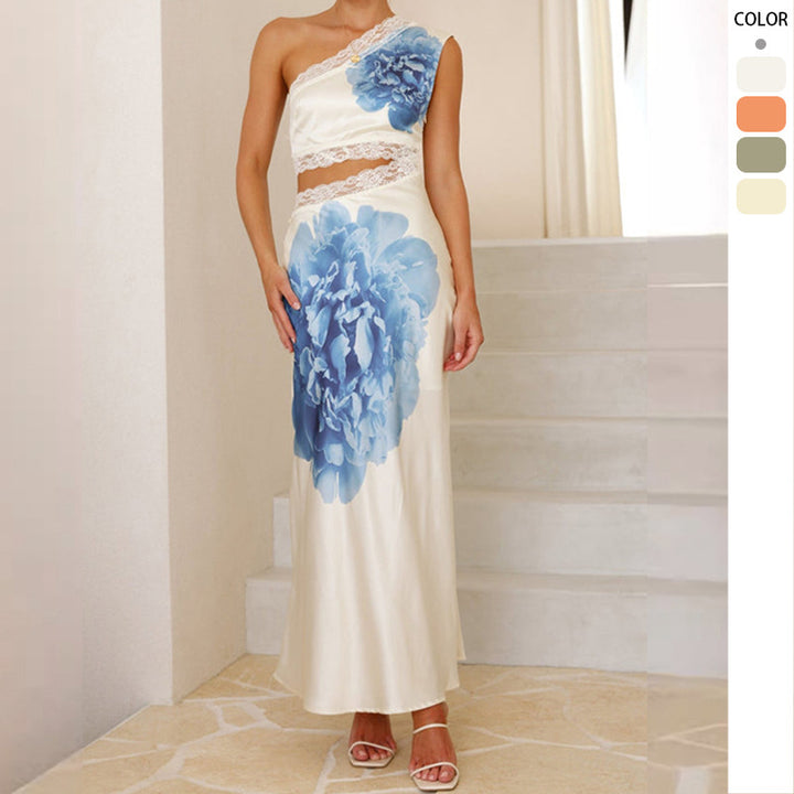 Robe de soirée élégante pour femme avec un design asymétrique et des détails en dentelle de luxe Levoire