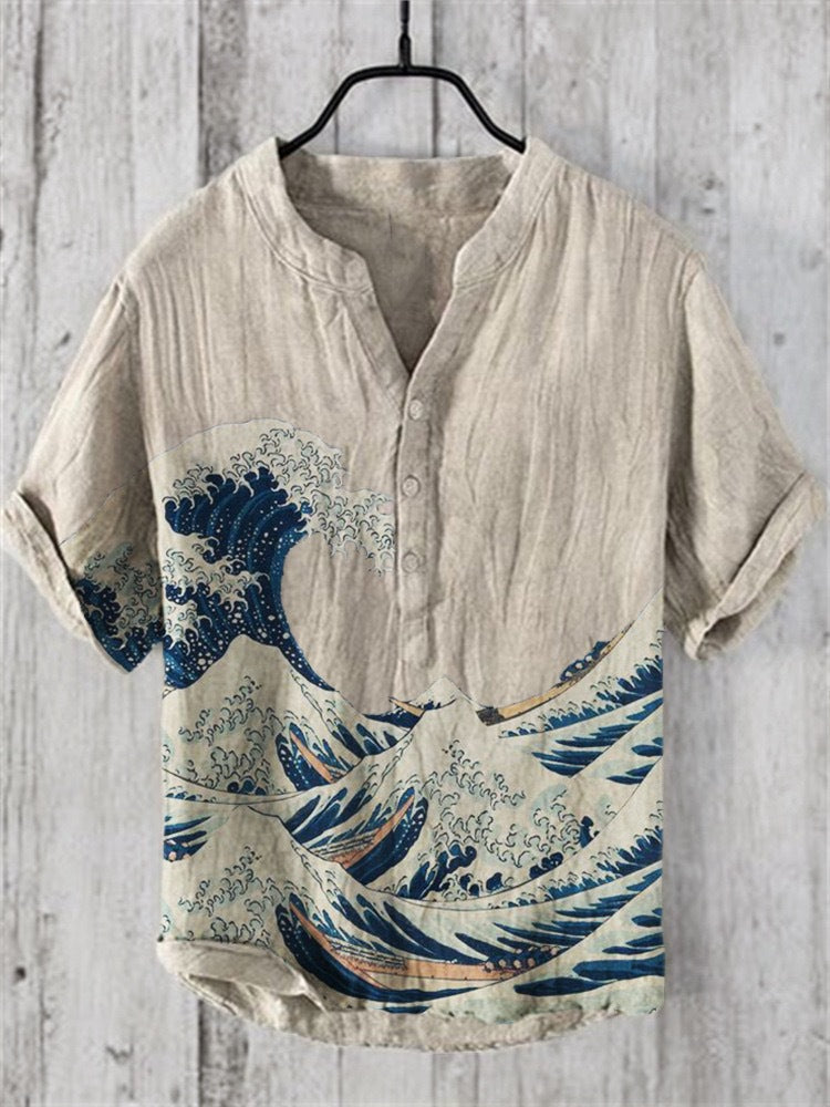 Levoire | Chemise Japonaise En Mélange De Lin Kanagawa Golf 1