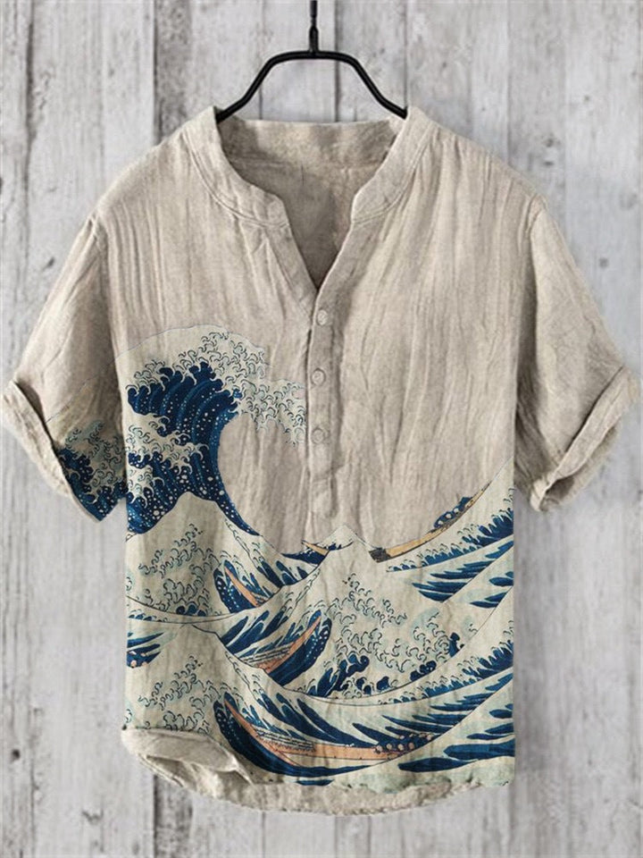 Levoire | Chemise Japonaise En Mélange De Lin Kanagawa Golf 1