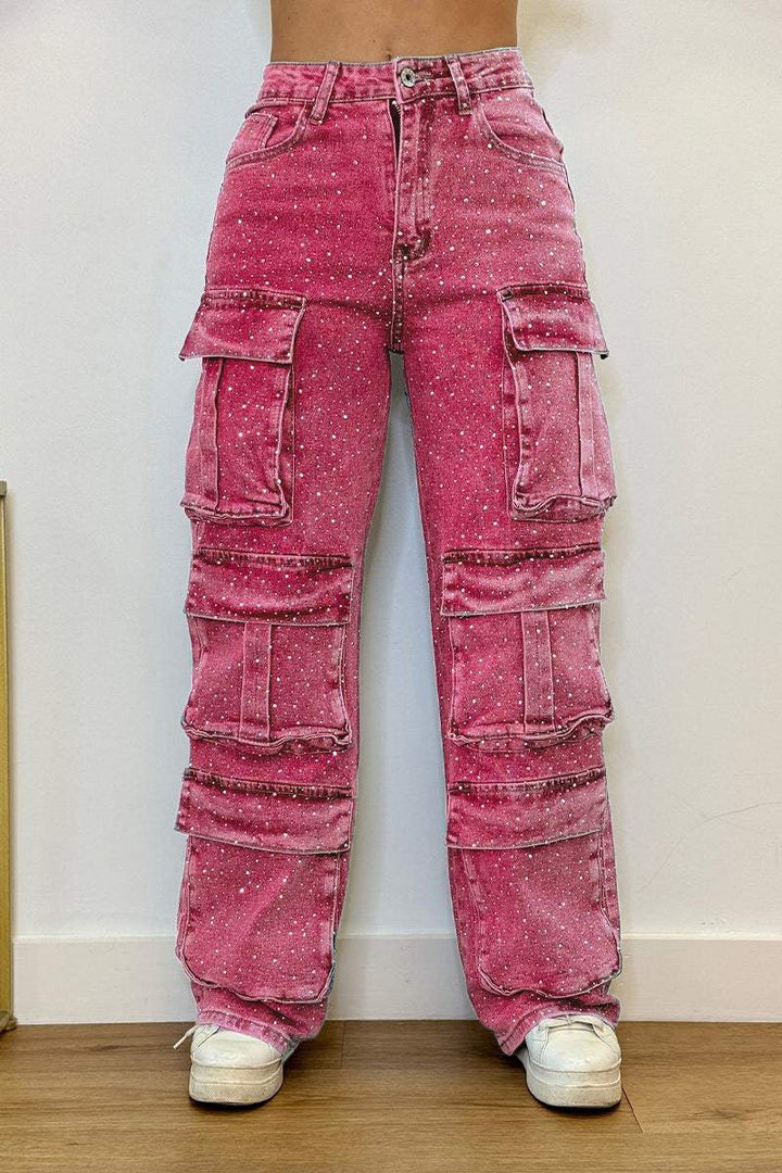 Pantalon cargo femme avec poches tendance et un effet délavé moderne Levoire
