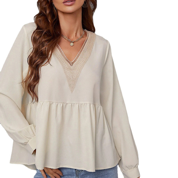 Blouse femme avec manches enrichies et dentelle Levoire