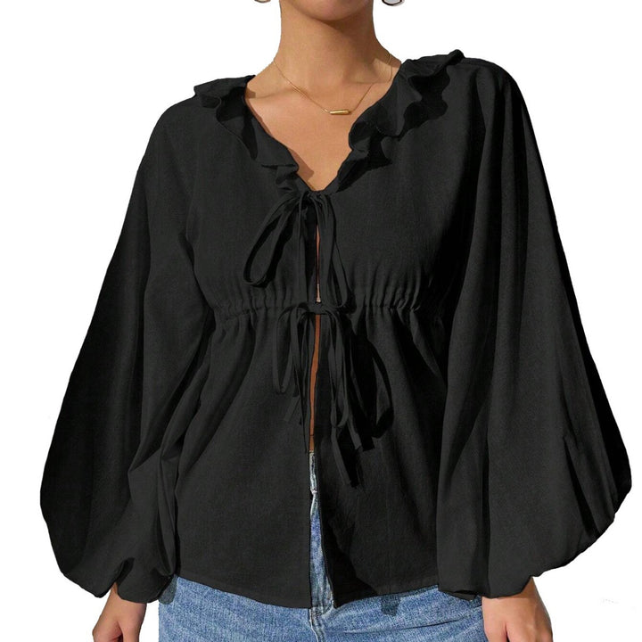 Chemise-blouson pour femme avec des manches volumineuses et des détails en volants Levoire