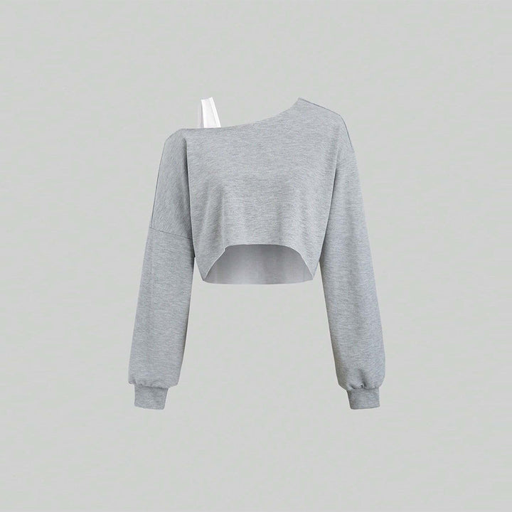 Sweatshirt court pour femme avec design asymétrique et manches volumineuses Levoire