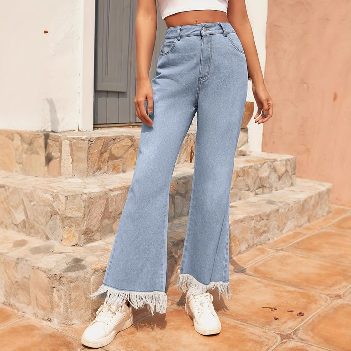 Jean large à jambes évasées pour femmes avec ourlet effiloché Levoire