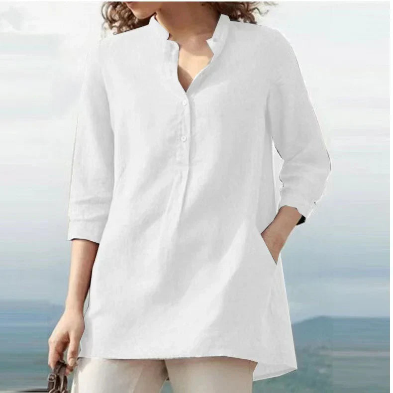 Levoire | Blouse En Lin Avec Décolleté En V Blanc