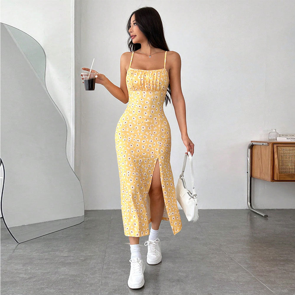 Robe midi femme avec imprimé floral et fente haute Levoire