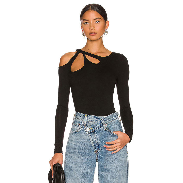Bodysuit à manches longues pour femmes avec un design découpé à la mode Levoire